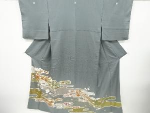リサイクル　ヱ霞に鶴・花古典柄刺繍三つ紋色留袖(比翼付き)